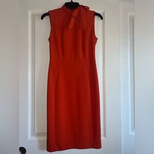 Calvin Klein Orange Sleeveless Tie Neck Dress